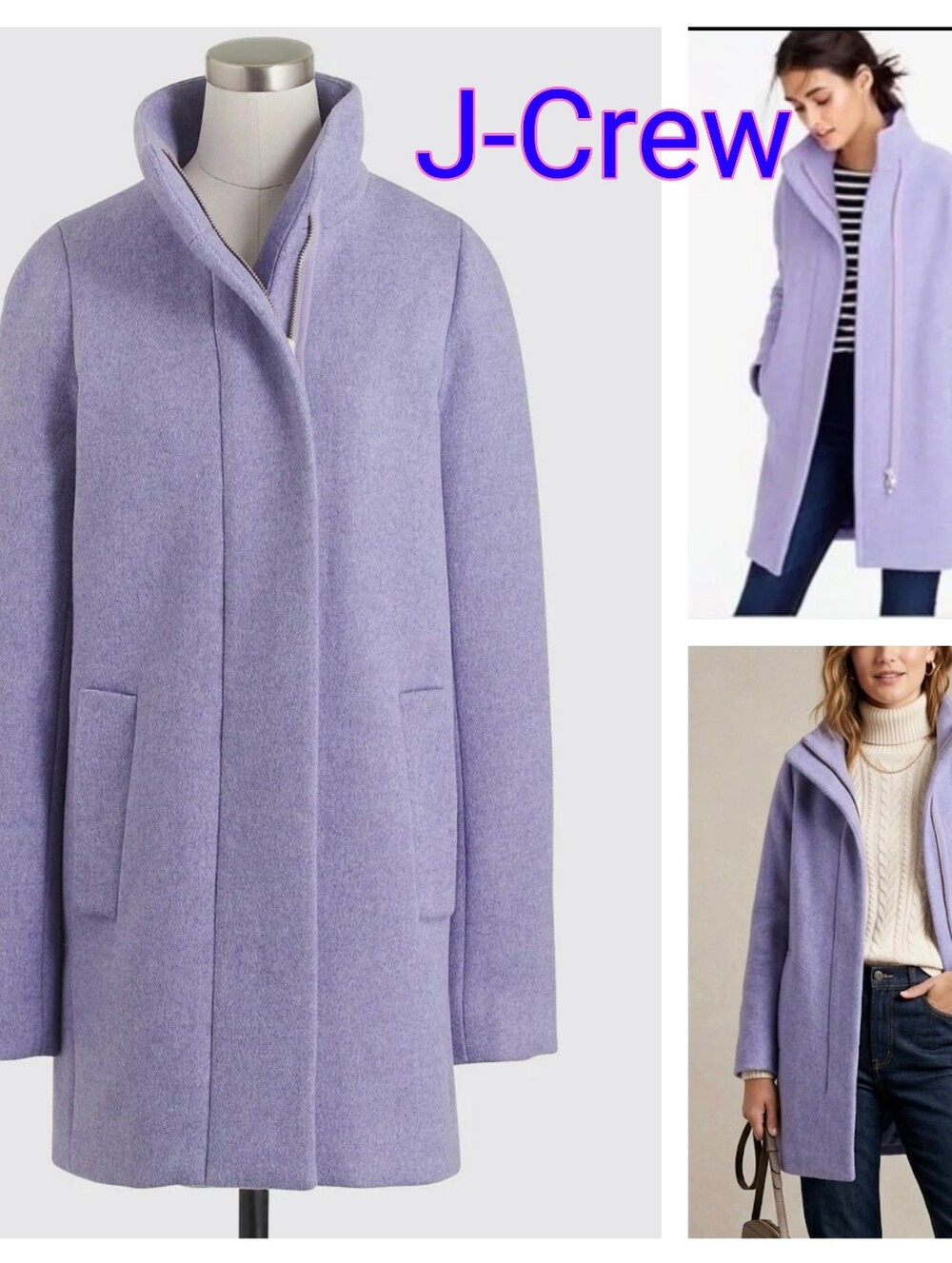 J.Crew Factory Hyacinth Lilac Purple City Cocoon Coat